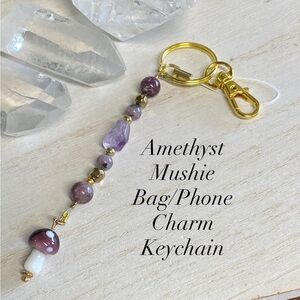 Hand Crafted Gemstone Mushie Charm/Keychain